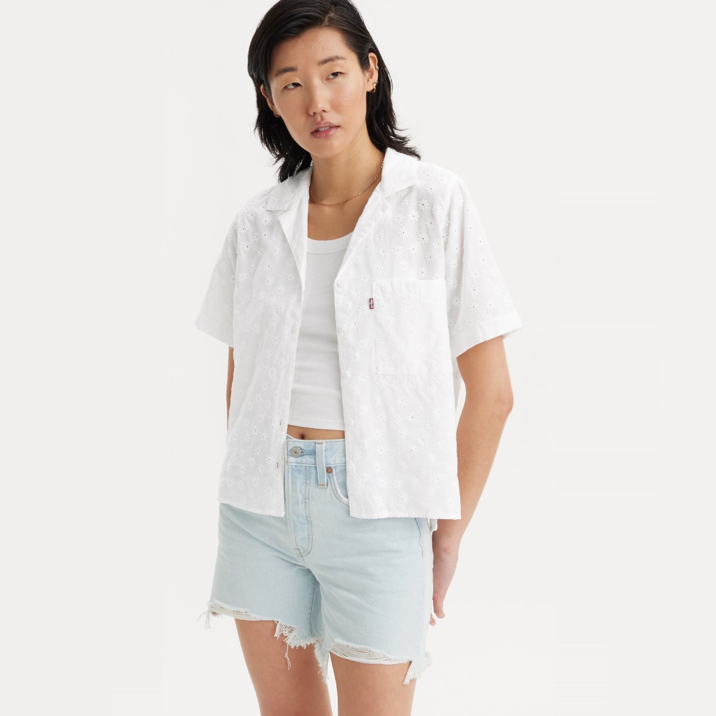 LEVI'S® WOMEN'S JOYCE SHORT-SLEEVE RESORT SHIRT - WHITE