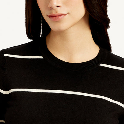 LEVI’S® WOMEN'S STRIPED CREW NECK TOP - BLACK