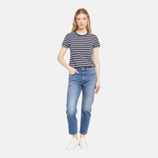 LEVI'S® WOMEN'S 501® ORIGINAL CROPPED JEANS - MED INDIGO - WORN IN