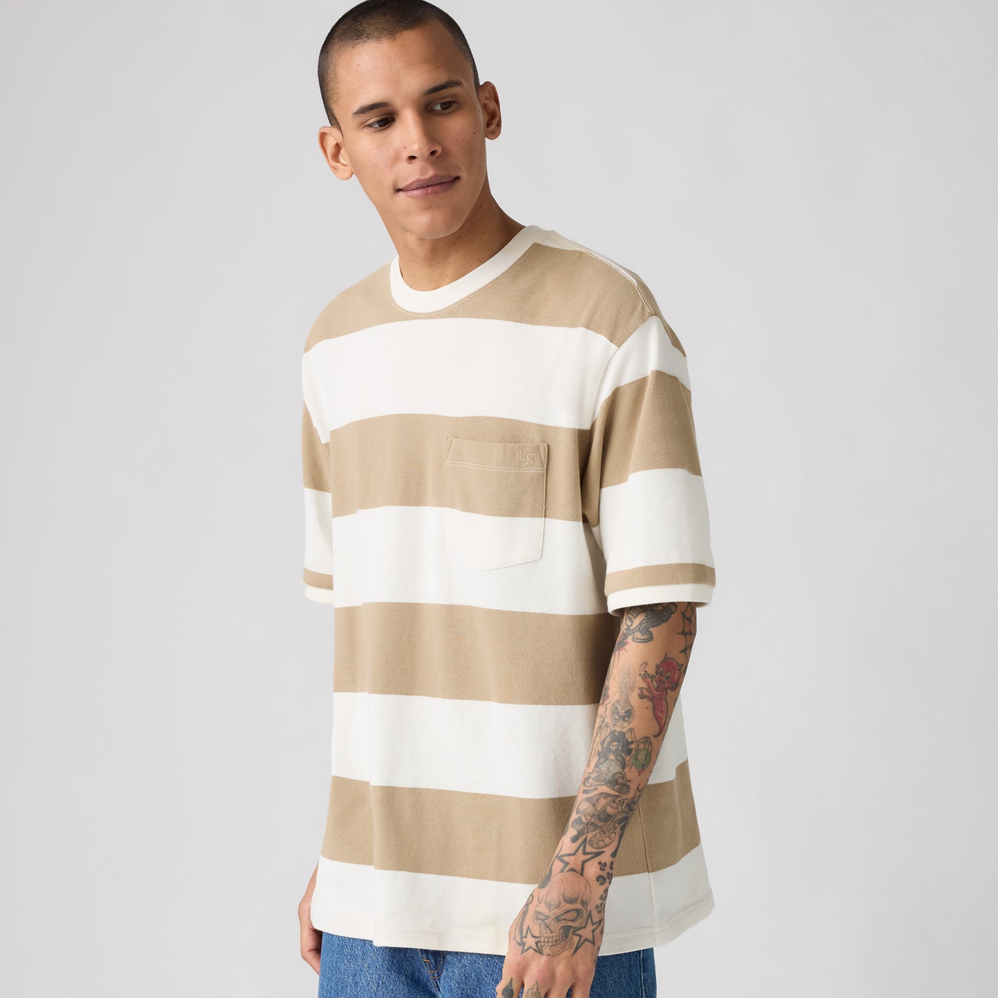 LEVI'S® MEN'S HALF-SLEEVE PIQUE T-SHIRT - NEUTRAL