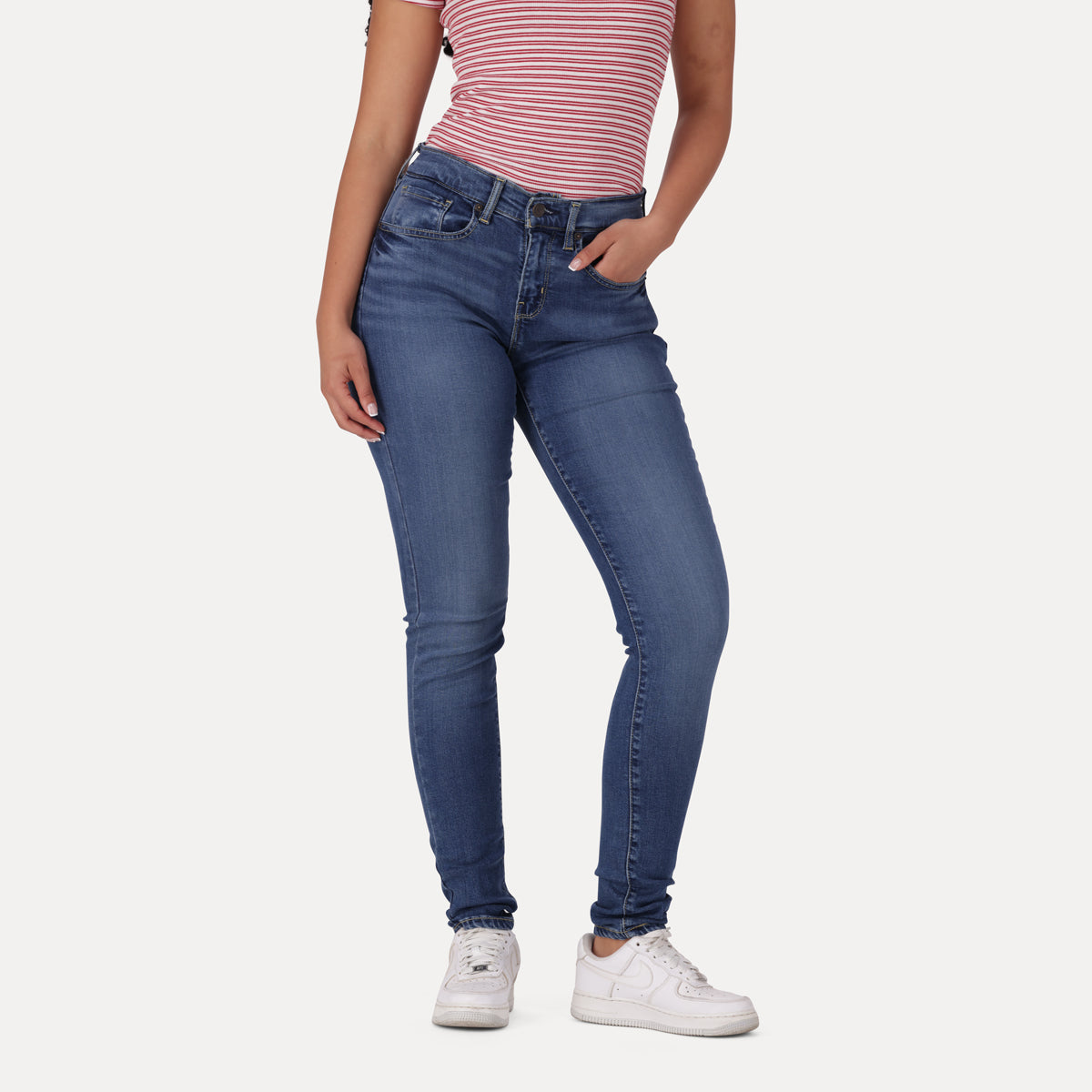 LEVI'S® WOMEN'S CURVY HIGH-RISE SUPER SKINNY  - MED INDIGO - WORN IN