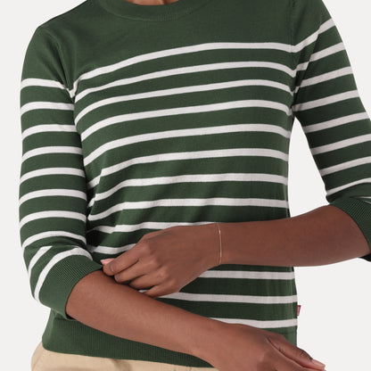 LEVI'S ® WOMEN'S MARTHA CREW NECK STRIPED PULLOVER - GREEN