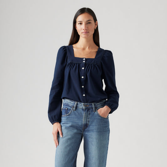 LEVI'S® WOMEN'S AMBER LONG-SLEEVE BLOUSE - DARK INDIGO - FLAT FINIH