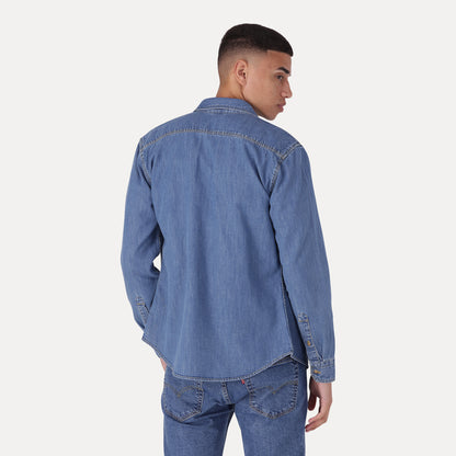 LEVI'S® MEN'S BATTERY HOUSEMARK SLIM FIT SHIRT - MED INDIGO - WORN IN