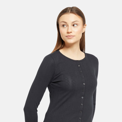 LEVI'S® DRY GOODS WOMEN'S POINTELLE LONG-SLEEVE TEE - BLACK