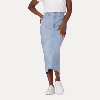 LEVI'S® WOMEN'S HIGH-RISE SLIT SKIRT - LIGHT INDIGO - WORN IN