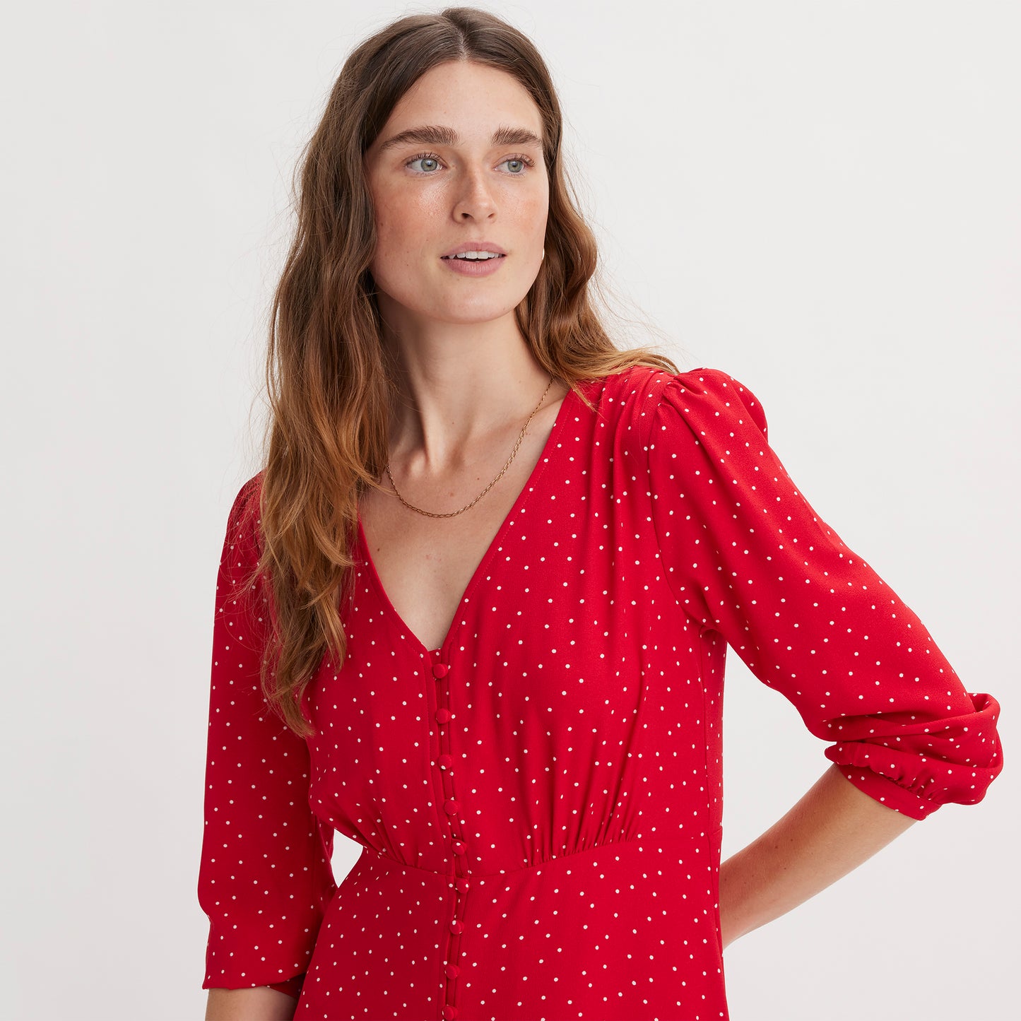 LS BRESLIN DRESS SINEAD DOT SCRIPT RED P - RED