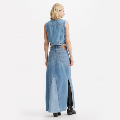 LEVI'S® WOMEN'S ICON LONG SKIRT - MED INDIGO - WORN IN