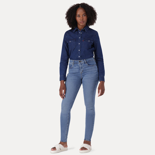 LEVI'S® WOMEN'S CURVY HIGH-RISE SUPER SKINNY  - MED INDIGO - FLAT FINISH