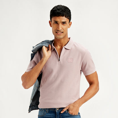 LEVI'S® MEN'S TEXTURED SLIM FIT POLO T-SHIRT - PINK