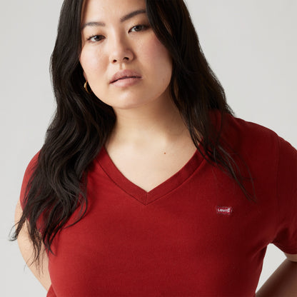 LEVI'S® WOMEN'S PERFECT V-NECK T-SHIRT (PLUS SIZE) - RED