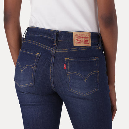 LEVI’S® WOMEN'S 712 MID-RISE SLIM JEANS - DARK INDIGO - WORN IN