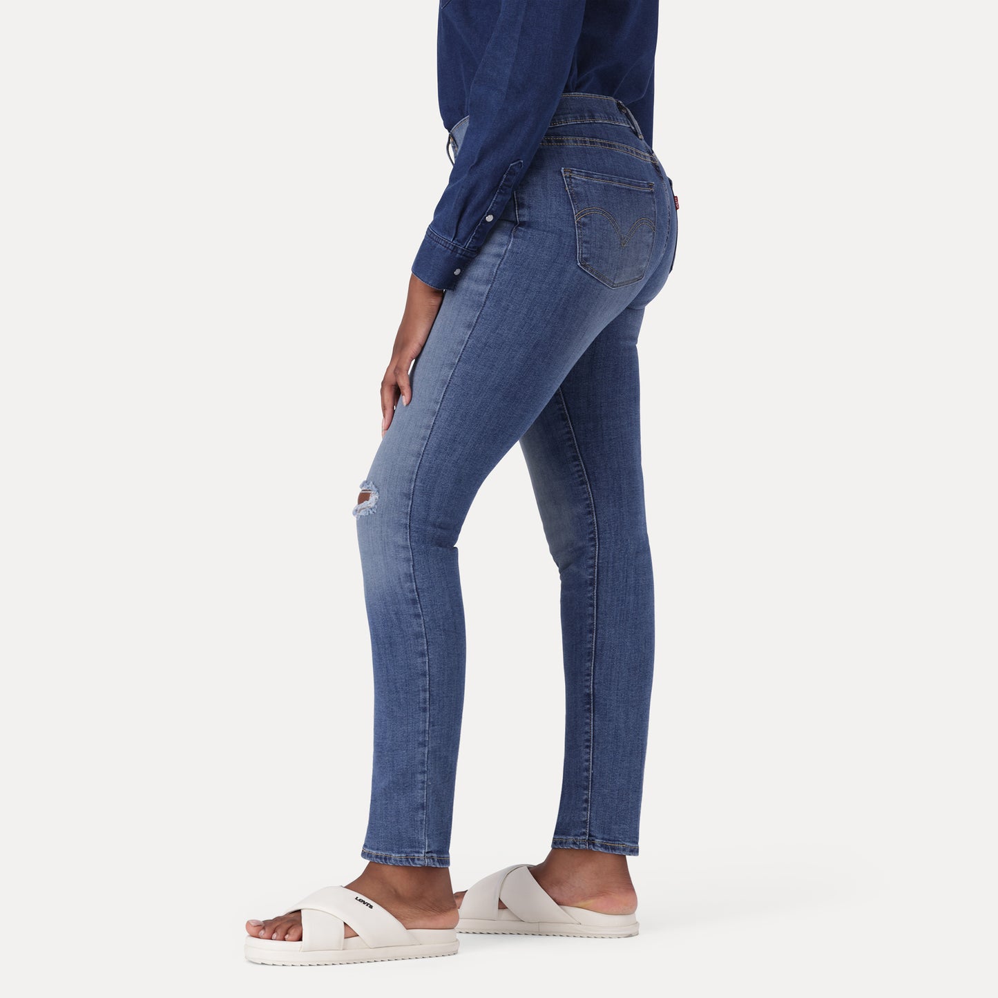 LEVI'S®CURVY STRAIGHT ZA - MED INDIGO - WORN IN