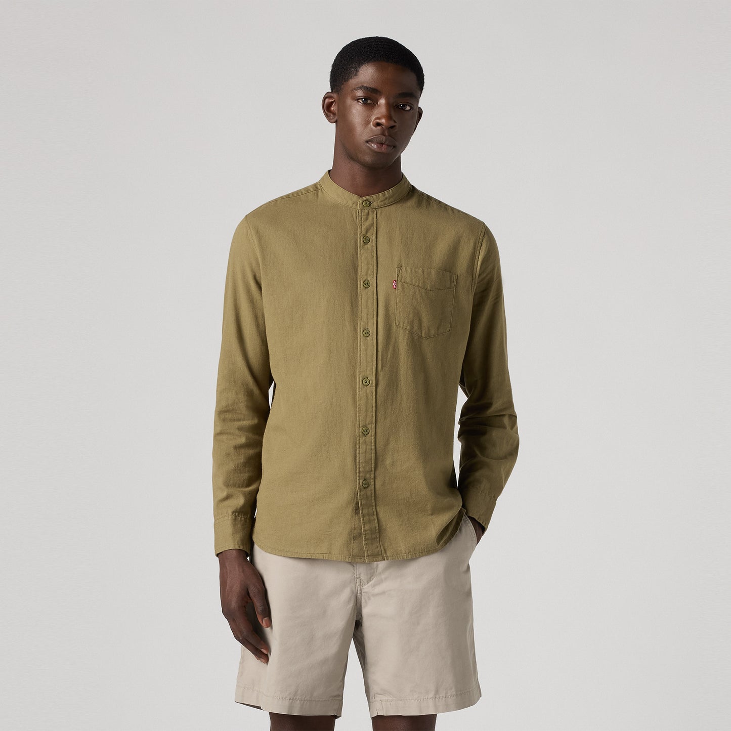 LEVI'S® MEN'S BANDED COLLAR 1 POCKET SHIRT - GREEN