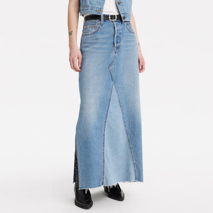 LEVI'S® WOMEN'S ICON LONG SKIRT - MED INDIGO - WORN IN