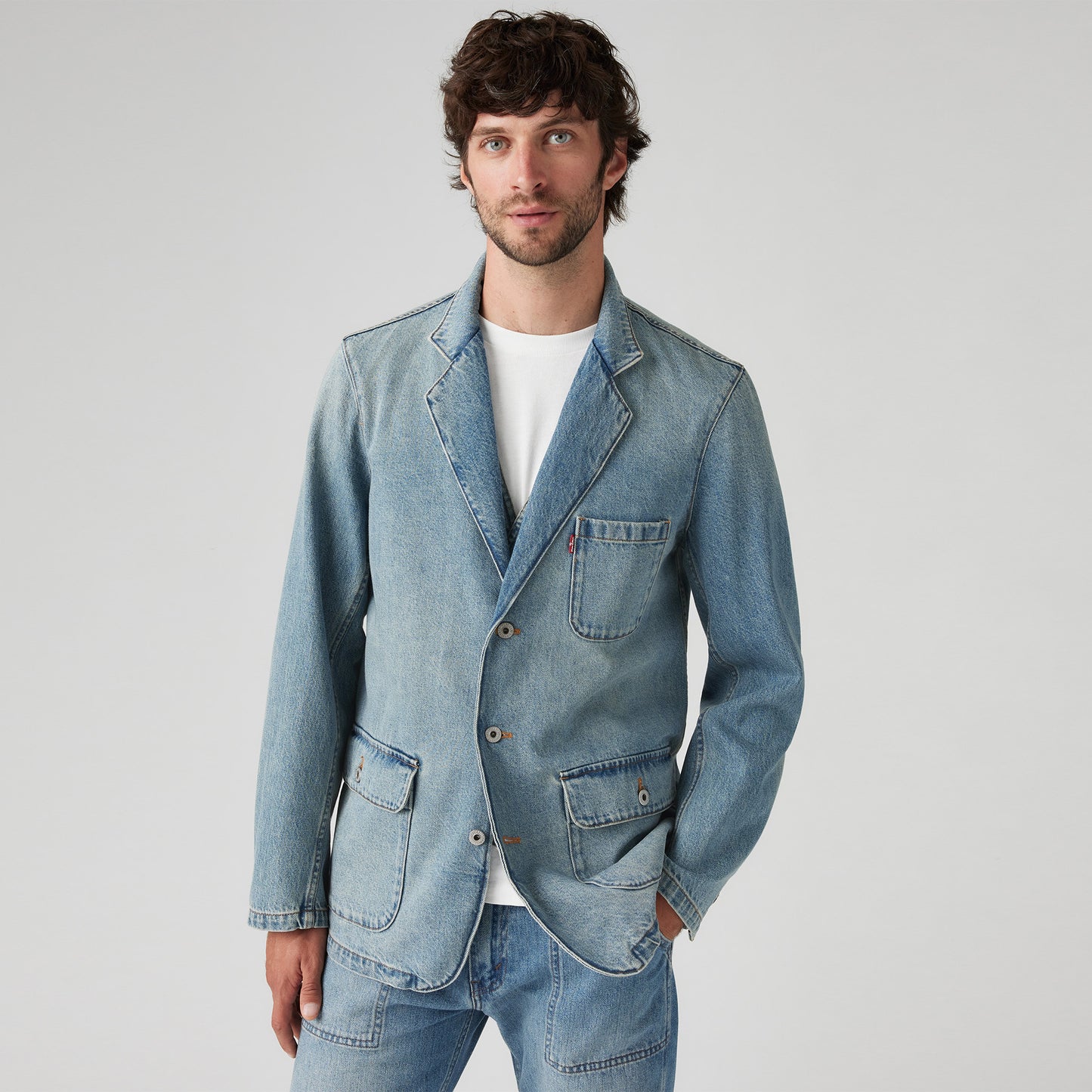 LEVI'S® MEN'S MISSION DENIM BLAZER - MED INDIGO - WORN IN