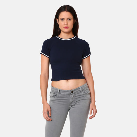 LEVI'S® WOMEN'S ORACLE SHRUNKEN RINGER TEE - BLUE