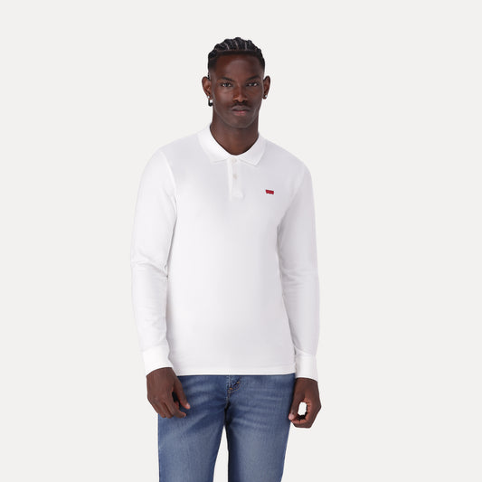 LEVI'S® MEN'S LONG-SLEEVE SLIM HOUSEMARK POLO - WHITE