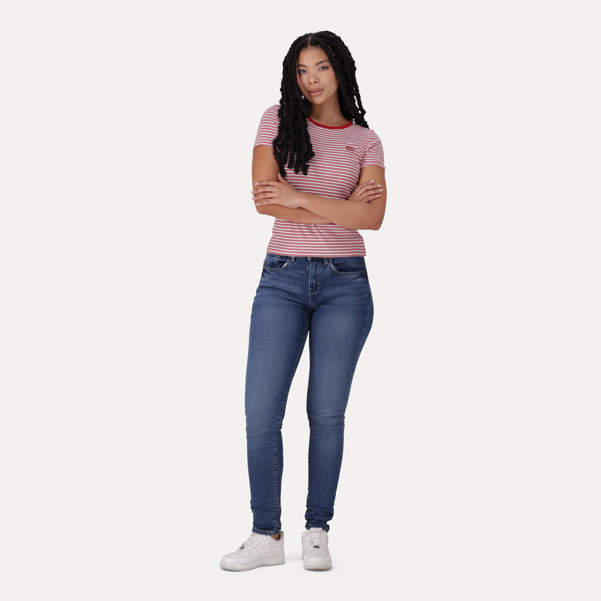 LEVI'S® WOMEN'S CURVY HIGH-RISE SUPER SKINNY  - MED INDIGO - WORN IN