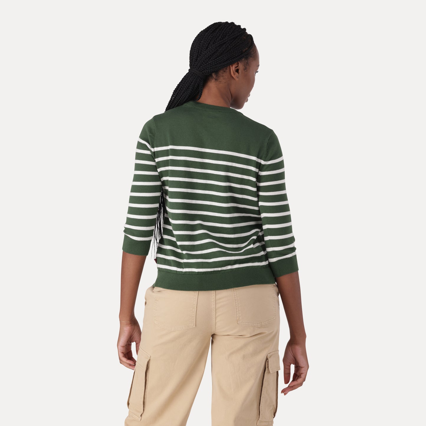 LEVI'S ® WOMEN'S MARTHA CREW NECK STRIPED PULLOVER - GREEN