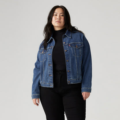 LEVI'S® WOMEN'S ORIGINAL SHERPA TRUCKER JACKET  - MED INDIGO - WORN IN