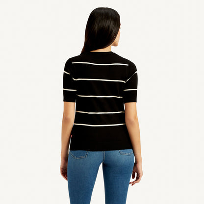 LEVI’S® WOMEN'S STRIPED CREW NECK TOP - BLACK