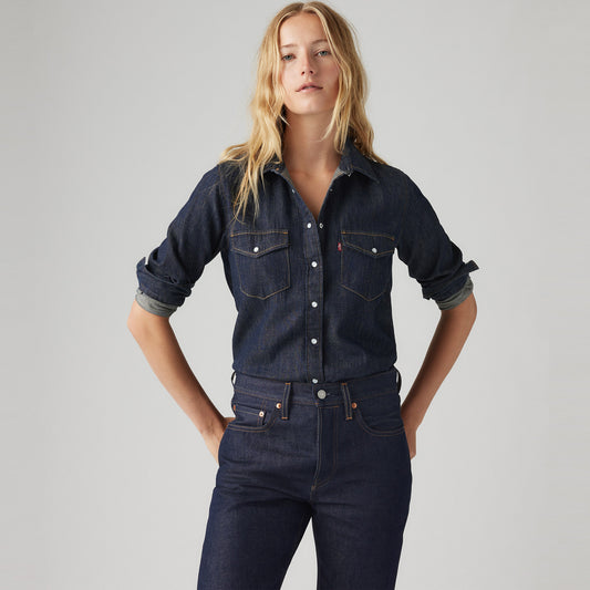 LEVI'S® WOMEN'S ICONIC WESTERN SHIRT - DARK INDIGO - FLAT FINISH