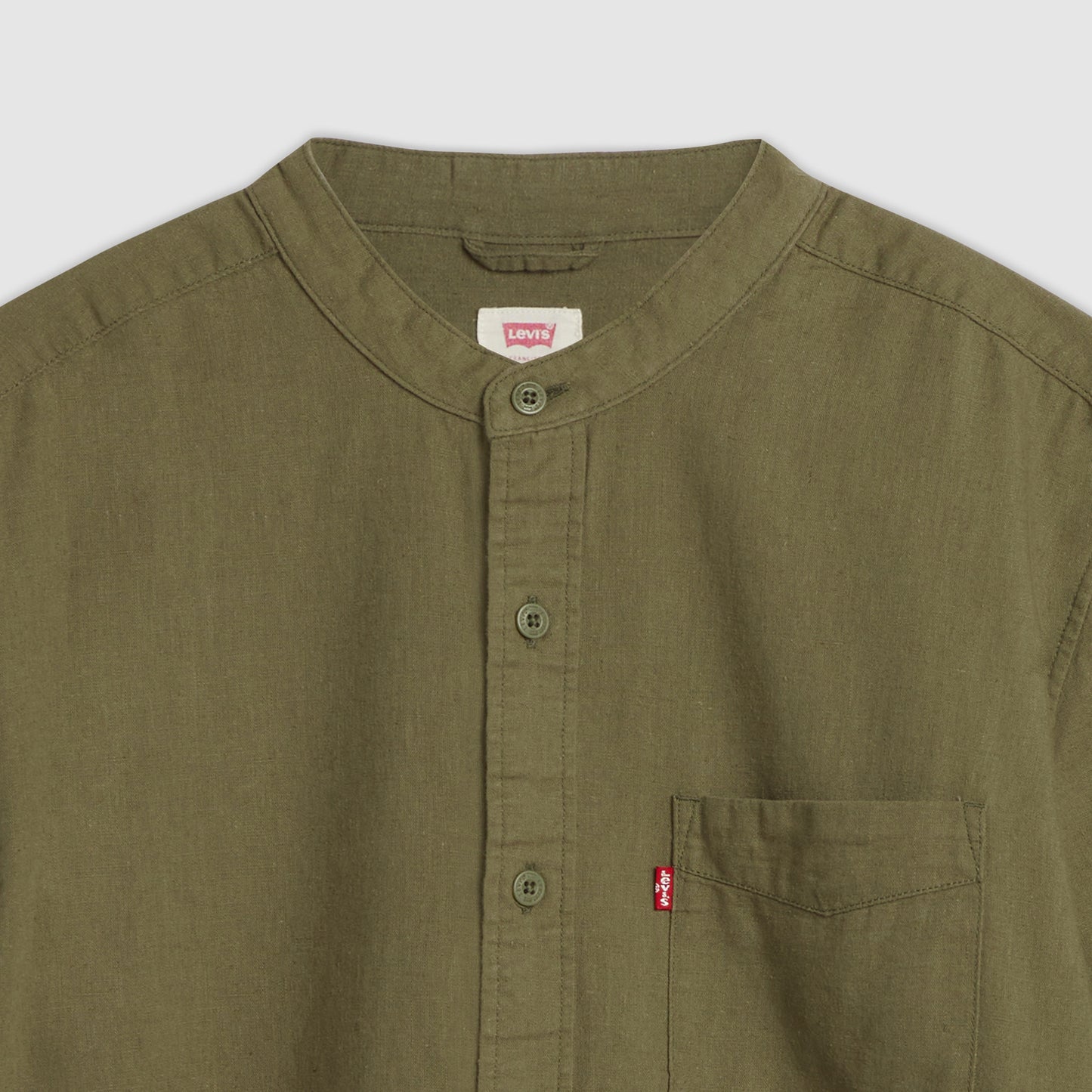 LEVI'S® MEN'S BANDED COLLAR 1 POCKET SHIRT - GREEN