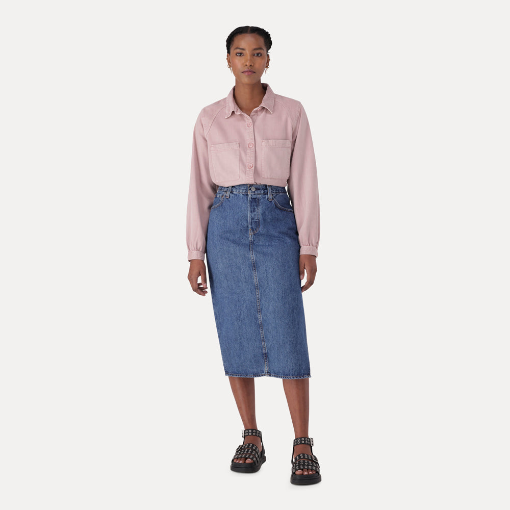 LEVI’S® WOMEN'S SIDE SLIT SKIRT - MED INDIGO - WORN IN