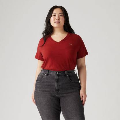 LEVI'S® WOMEN'S PERFECT V-NECK T-SHIRT (PLUS SIZE) - RED