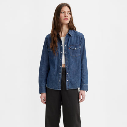 LEVI'S® WOMEN'S ICONIC WESTERN SHIRT - DARK INDIGO - FLAT FINISH