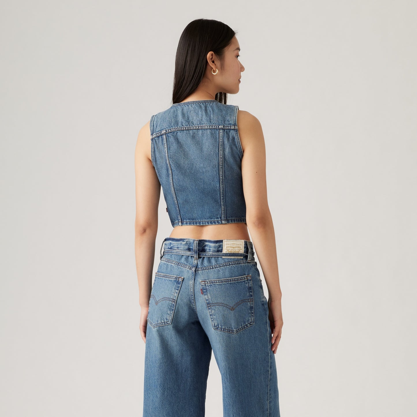 LEVI'S® WOMEN'S BELLA DENIM CORSET - MED INDIGO - WORN IN