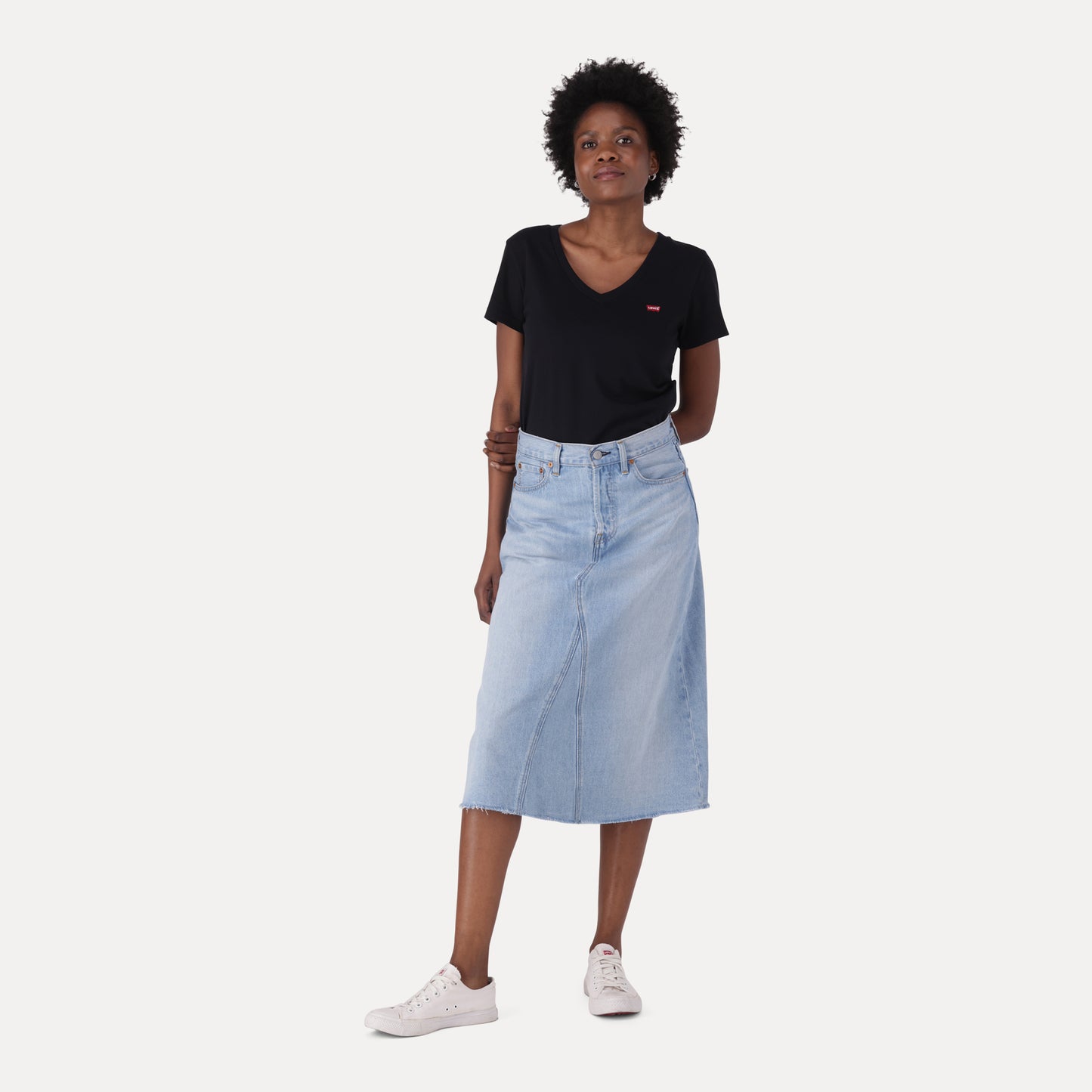 LEVI'S® WOMEN'S HIGH-RISE A-LINE DECONSTRUCTED SKIRT - LIGHT INDIGO - FLAT FINISH