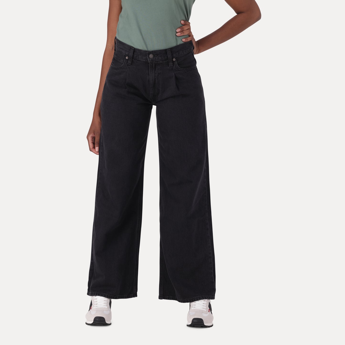 BAGGY DAD WIDE-LEG JEANS - BLACK