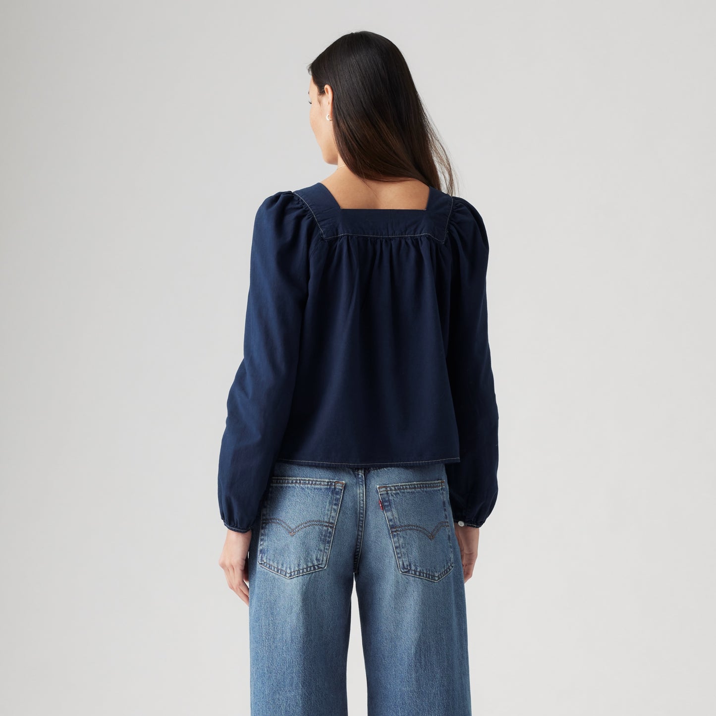 LEVI'S® WOMEN'S AMBER LONG-SLEEVE BLOUSE - DARK INDIGO - FLAT FINIH