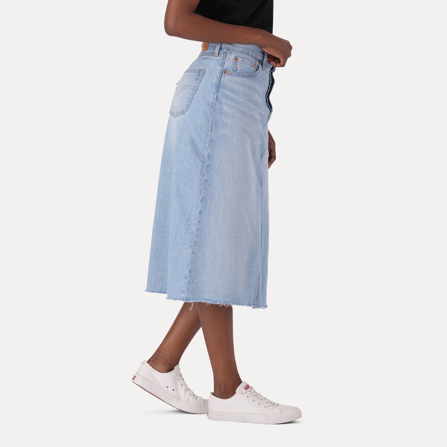 LEVI'S® WOMEN'S HIGH-RISE A-LINE DECONSTRUCTED SKIRT - LIGHT INDIGO - FLAT FINISH