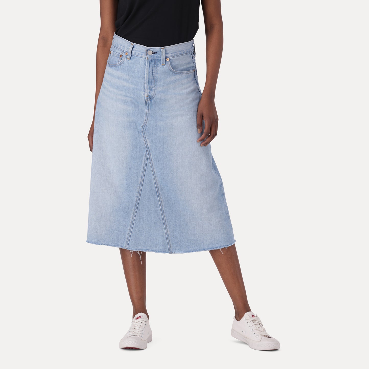 LEVI'S® WOMEN'S HIGH-RISE A-LINE DECONSTRUCTED SKIRT - LIGHT INDIGO - FLAT FINISH