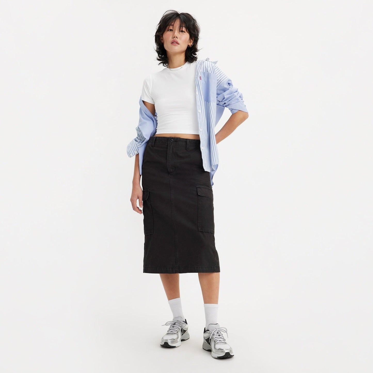 CARGO MIDI SKIRT - BLACK