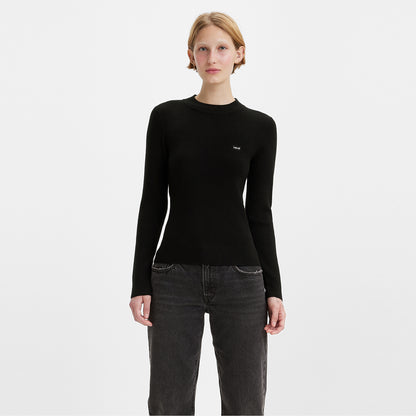 RIB CREW SWEATER CAVIAR WOOL-LIKE - BLACK