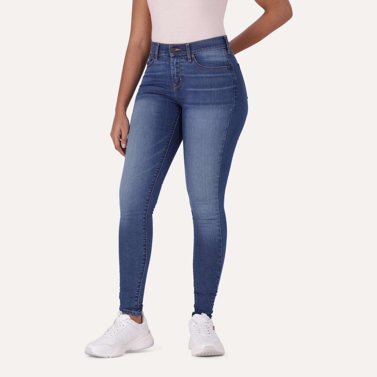 LEVI'S®CURVY SUPER SKINNY - MED INDIGO - WORN IN