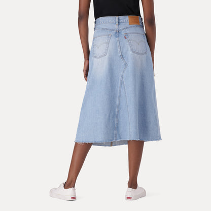 LEVI'S® WOMEN'S HIGH-RISE A-LINE DECONSTRUCTED SKIRT - LIGHT INDIGO - FLAT FINISH