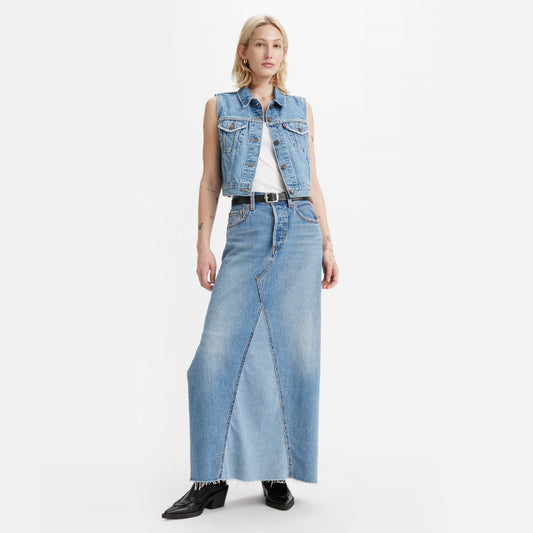 LEVI'S® WOMEN'S ICON LONG SKIRT - MED INDIGO - WORN IN