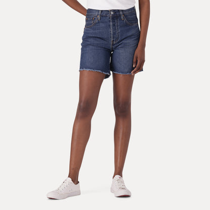 LEVI'S® WOMEN'S 501® MID-THIGH SHORTS - DARK INDIGO - WORN IN