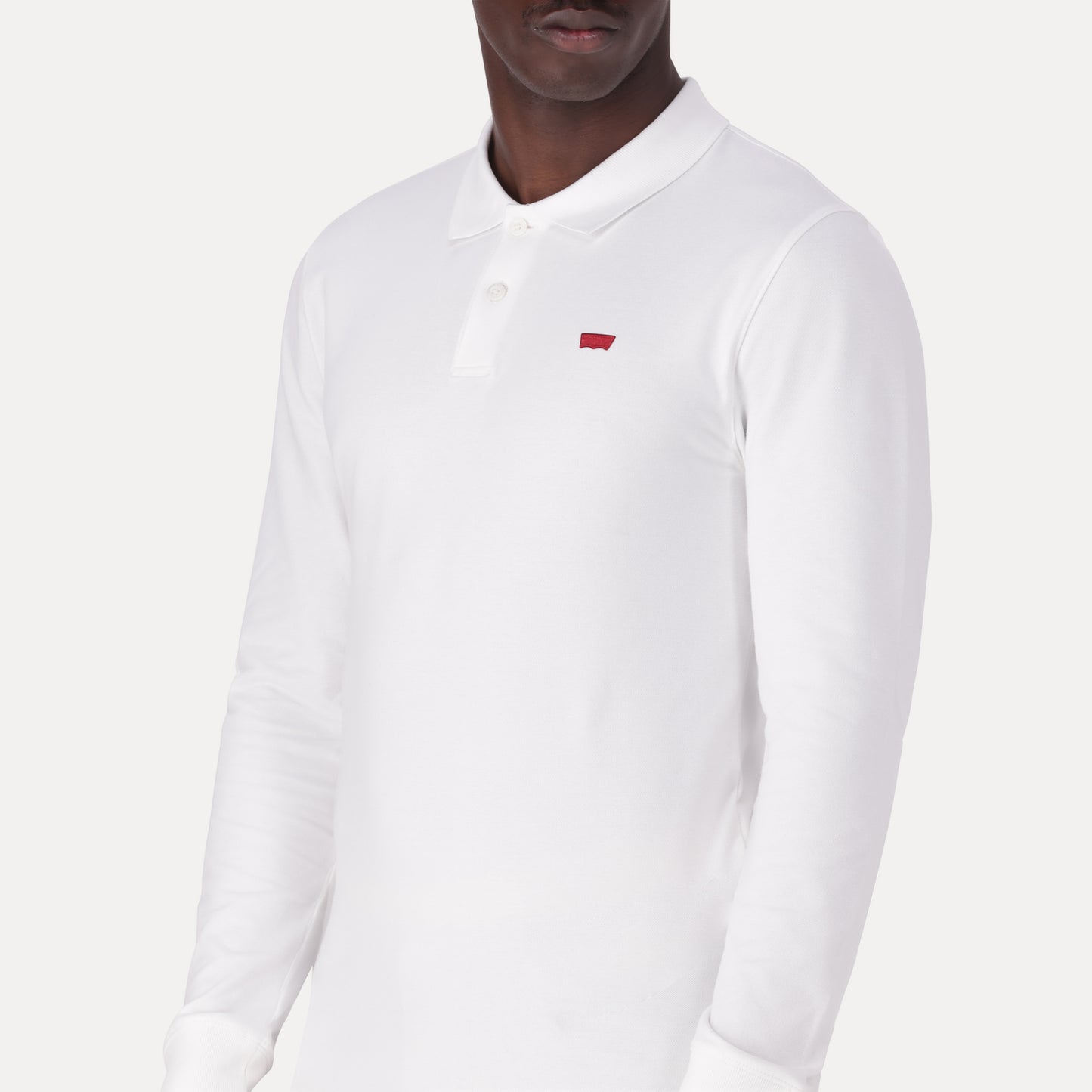 LEVI'S® MEN'S LONG-SLEEVE SLIM HOUSEMARK POLO - WHITE