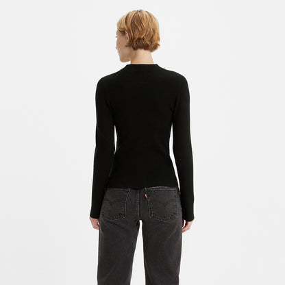 RIB CREW SWEATER CAVIAR WOOL-LIKE - BLACK