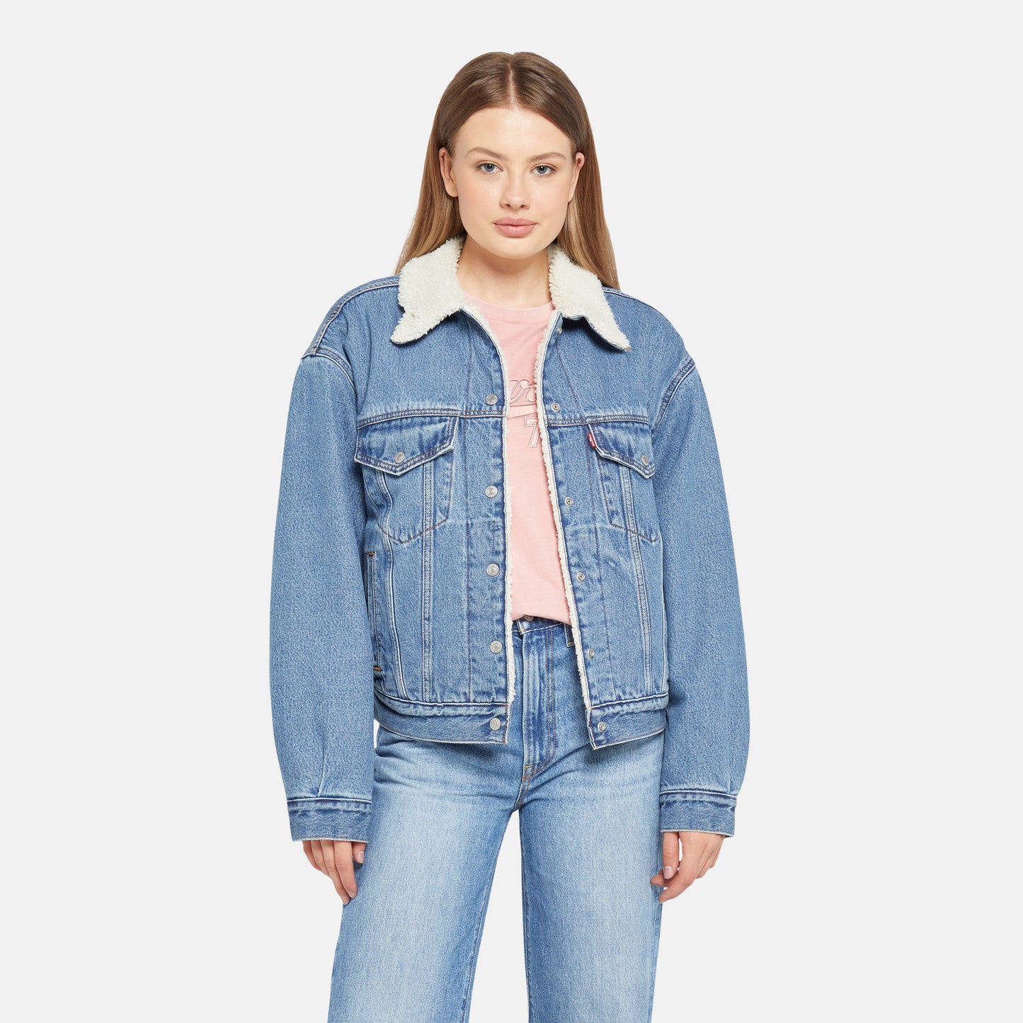 LEVI'S® WOMEN'S '90S SHERPA TRUCKER JACKET - DARK INDIGO - WORN IN