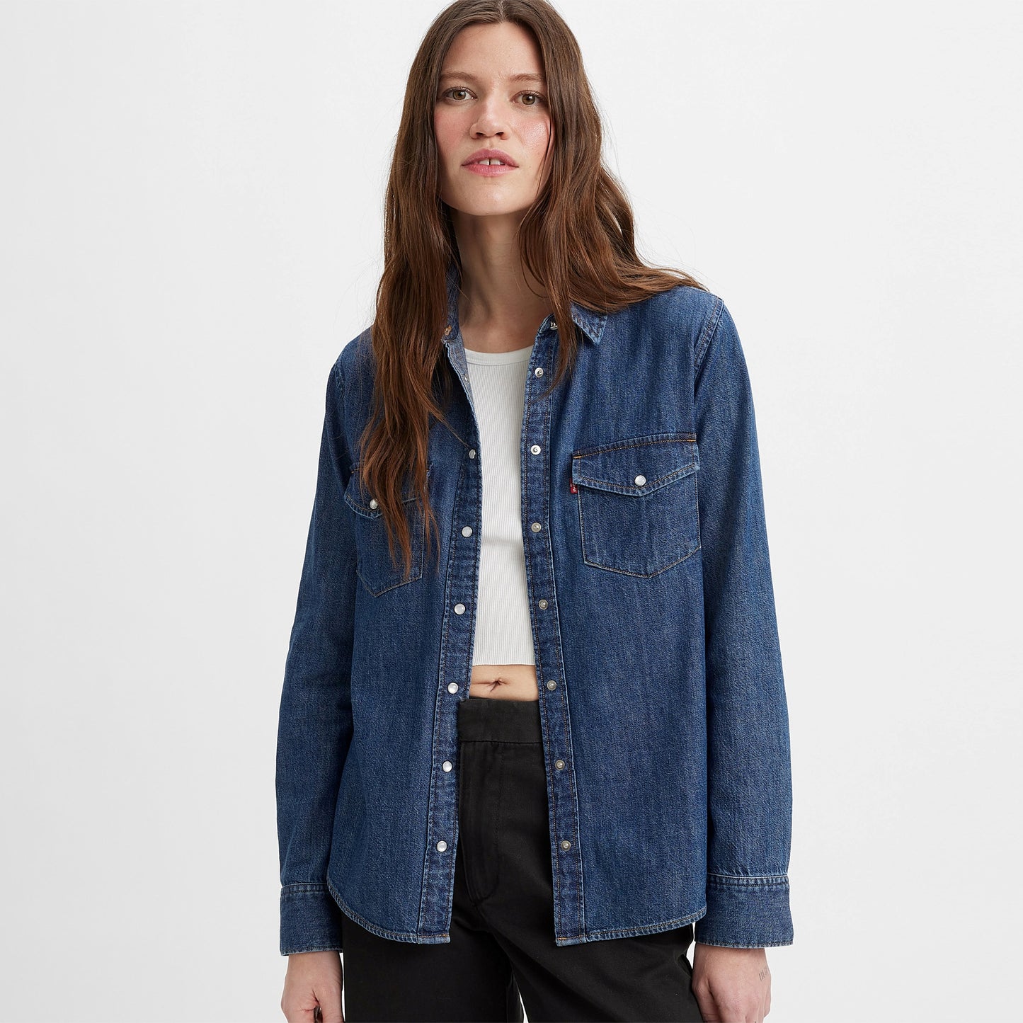 LEVI'S® WOMEN'S ICONIC WESTERN SHIRT - DARK INDIGO - FLAT FINISH