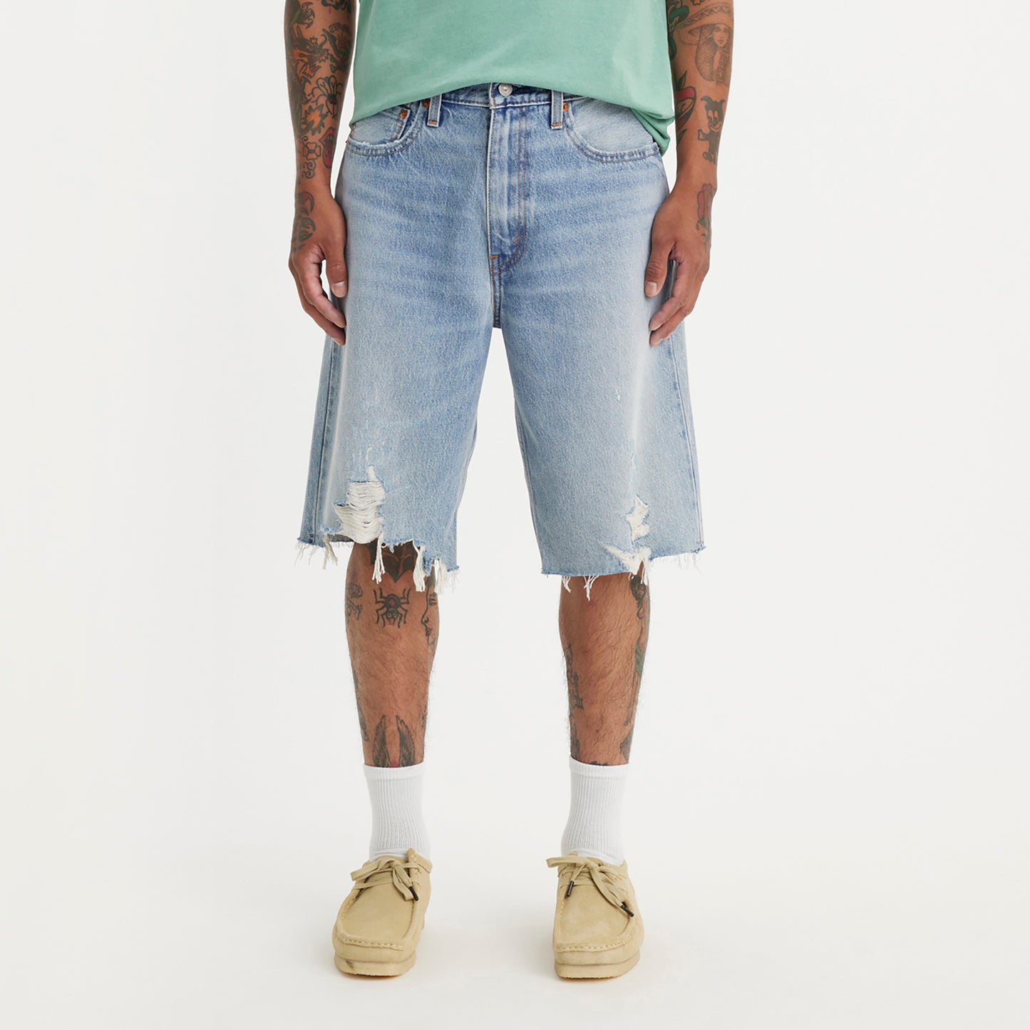 LEVI'S® MEN'S 469 LOOSE SHORTS - LIGHT INDIGO - WORN IN