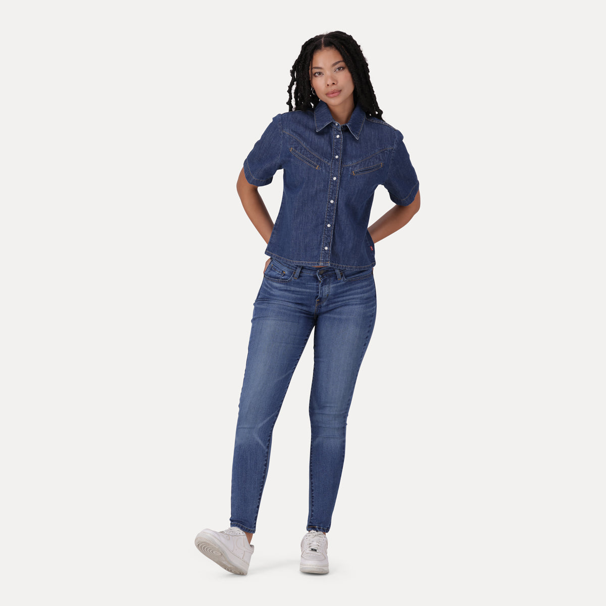 LEVI'S® WOMEN'S CURVY SUPER SKINNY  - MED INDIGO - WORN IN