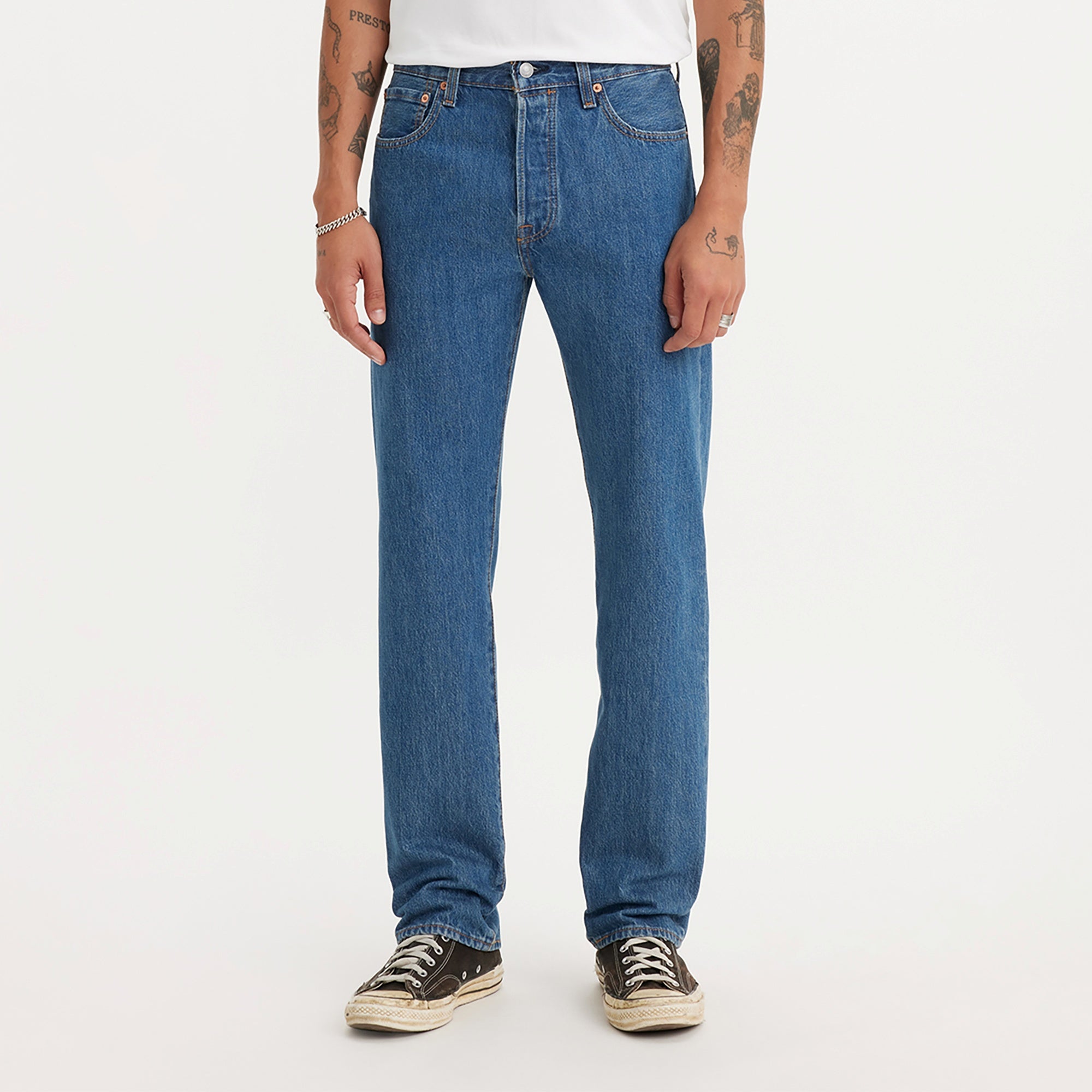 LEVI S MEN S 501 ORIGINAL JEANS MED INDIGO FLAT FINISH